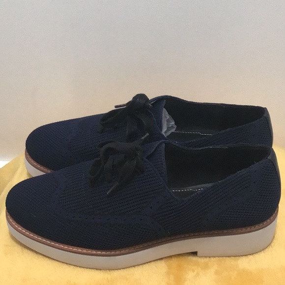 EUC. ZARA Fabric Platform Lace up Sneakers Navy Blue - Picture 5 of 15